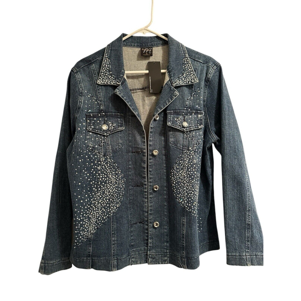 Katina Marie XL Denim Jacket Rhinestone Western NWT - Picture 3 of 16